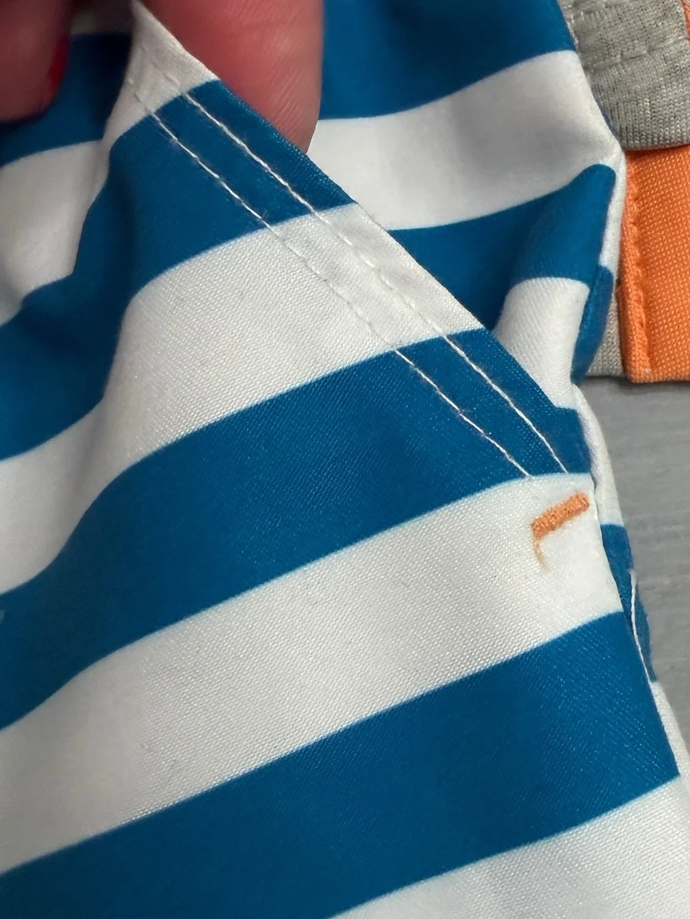 Eddie Bauer Grey Heather Polo and Orange-Trim Swim Trunks Set, 18. Mo.